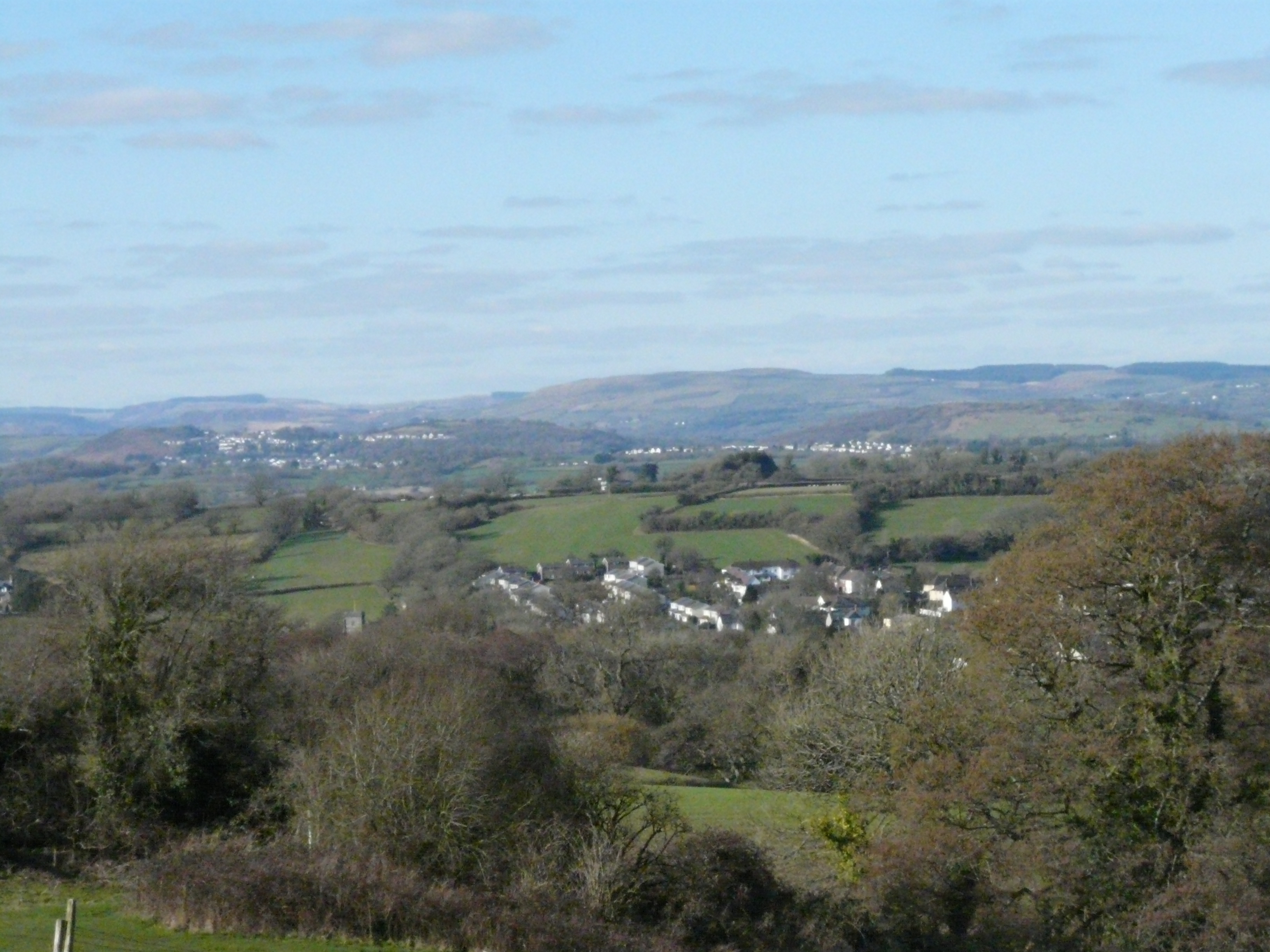Peterston with Llantrisant in the distance